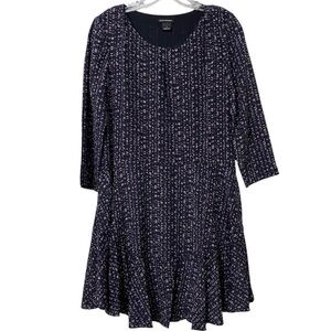 Club Monaco Junelle Silk Micro Chevron Print 3/4 Sleeve Short Dress